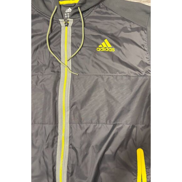 Adidas Jacket XL Gray Nylon Fleece Hooded Windbreaker Gorpcore Activewear - Picture 4 of 8
